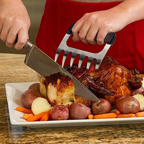 OFNMY 1 par BBQ Garras de Carne de Acero Inoxidable Ideal para Pollo,Carne de Res,Pavo,Jamón,Carnes Asadas,etc (Negro)