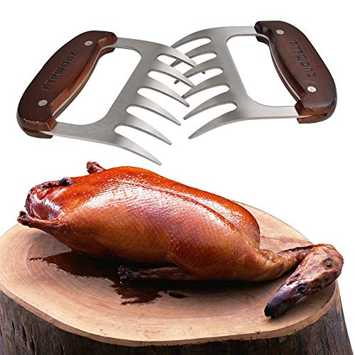 OFNMY 1 par BBQ Garras de Carne de Acero Inoxidable Ideal para Pollo,Carne de Res,Pavo,Jamón,Carnes Asadas,etc (Negro)