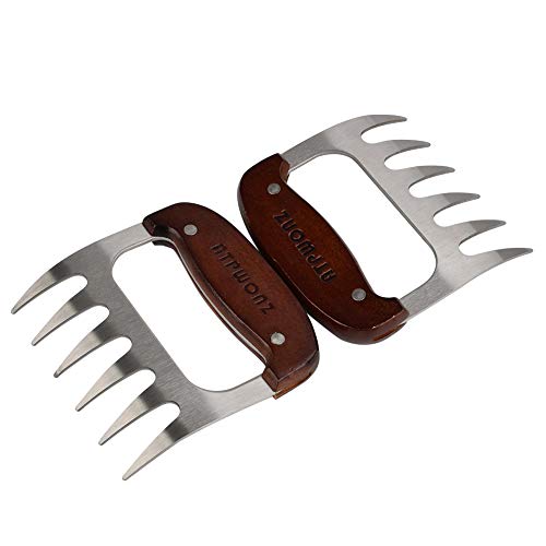 OFNMY 1 par BBQ Garras de Carne de Acero Inoxidable Ideal para Pollo,Carne de Res,Pavo,Jamón,Carnes Asadas,etc (Negro)