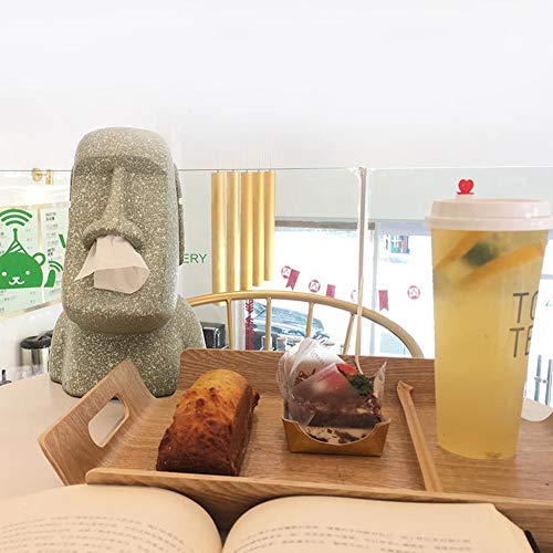 Ohhome Tissue Box Innovative Easter Island Moai Shape Stone Paper Holder Figura Servilleta para el hogar Restaurante Coche