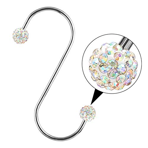 Ohok S Ganchos Bling Strass en forma de S Ganchos de acero inoxidable para colgar 9 cm Perchas para la pared Ganchos para puerta para cocina, baño, dormitorio y oficina