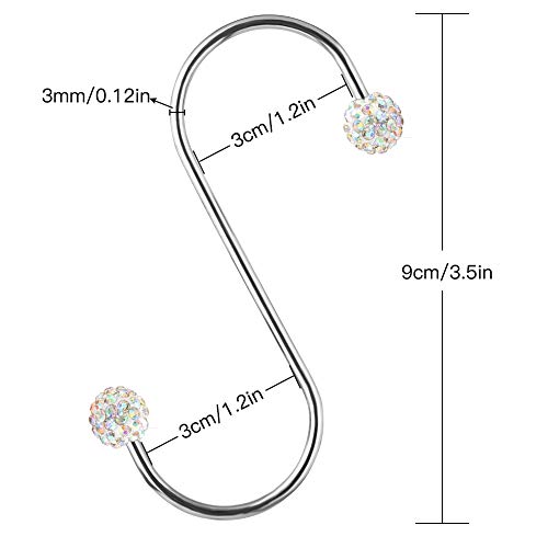 Ohok S Ganchos Bling Strass en forma de S Ganchos de acero inoxidable para colgar 9 cm Perchas para la pared Ganchos para puerta para cocina, baño, dormitorio y oficina