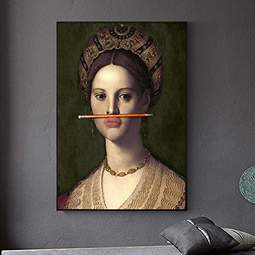 oioiu Pintura al óleo clásica Europea Mujer Lienzo diversión Labios Pintura Pared Paisaje Abstracto Arte Mural impresión Cartel Imagen decoración del hogar Mural sin Marco