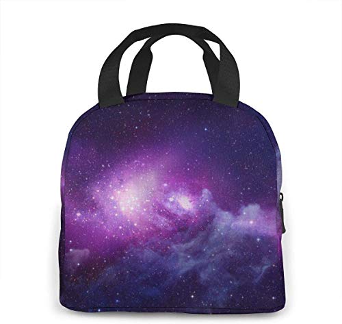 OIVLA Bolsa Térmica Blue and Violet Galaxy Portable Insulated Lunch Bag Tote Insulated Durable Lunch Box Tote Bag Cooler Bag for Work School Picnic Travel Beach