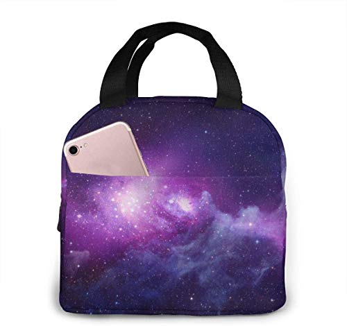 OIVLA Bolsa Térmica Blue and Violet Galaxy Portable Insulated Lunch Bag Tote Insulated Durable Lunch Box Tote Bag Cooler Bag for Work School Picnic Travel Beach