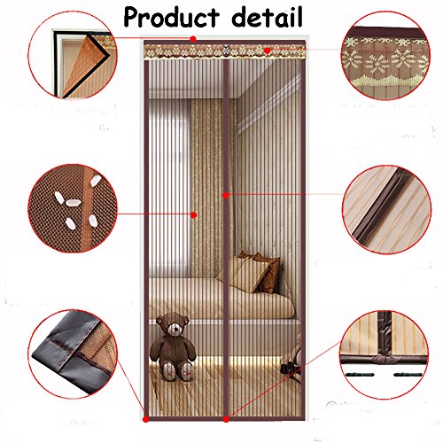 OLDLU Puerta de Pantalla de magnético,De Heavy Duty Mosquito Puerta de Malla con imán Este Hotel de Mascotas y niño Puerta corredera Patio Puerta Doble-Arroz Blanco 140x240cm(55x94inch)
