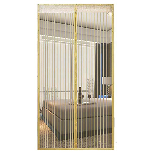 OLDLU Puerta de Pantalla de magnético,De Heavy Duty Mosquito Puerta de Malla con imán Este Hotel de Mascotas y niño Puerta corredera Patio Puerta Doble-Arroz Blanco 140x240cm(55x94inch)