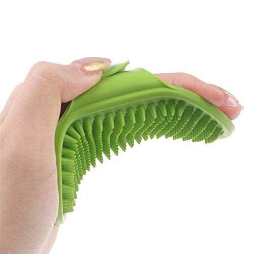 Olgaa - Cepillo de silicona para mascotas, cepillo de goma para perros y gatos con pelo corto o largo