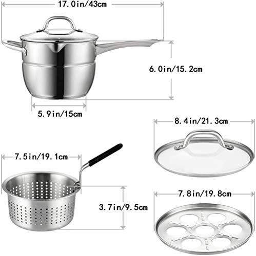 Olla de Sopa vaporizador freidora Olla Boca con Pico Mango Plegable con Cesta para freír Tapa panorámica Visible Adecuada para la Cocina del hogar Excellent