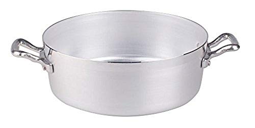 Ollas Baja cazuela Agnelli, Aluminio BLTF, con 2 Asas en Acero Inoxidable, Plata, 30 cm