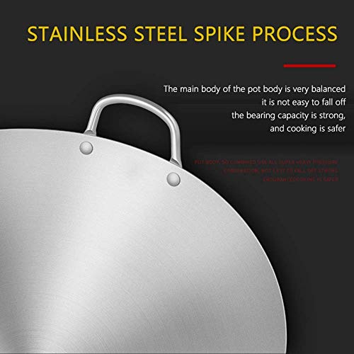Ollas de Cocina Sartenes Wok - Sartén para saltear sin Recubrimiento, Sartén Profesional Grande para Wok/saltear, con asa Auxiliar, Wok Multiusos, Sartén de 34-80Cm, Plata-75Cm, Plata, 65CM
