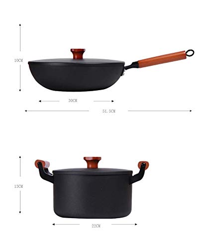 Ollas y sartenes Conjunto de 3 piezas, Ultra antiadherente utensilios de cocina de cerámica con recubrimiento de titanio, ollas y sartenes antiadherentes Set, 3 Hierro fundido Pot Conjuntos a la induc