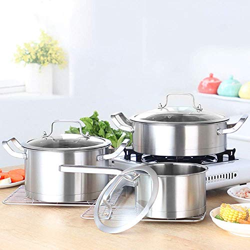 Ollas y sartenes de cobre Conjunto 3 piezas de acero inoxidable utensilios de cocina de utensilios de cocina for cocinar y hornear, utensilios de cocina sistemas de plata (color: plata, tamaño: Tamaño