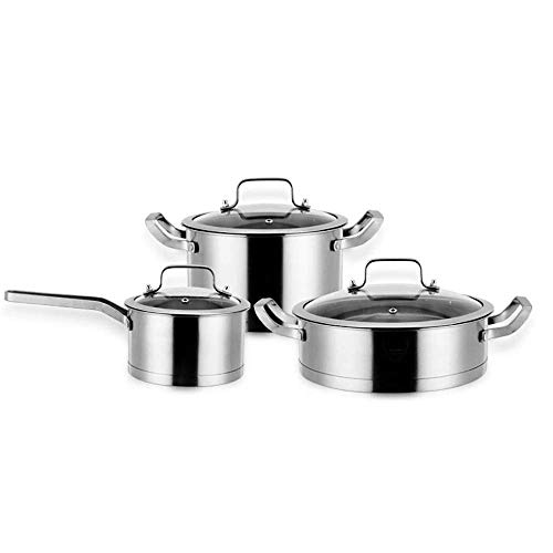 Ollas y sartenes de cobre Conjunto 3 piezas de acero inoxidable utensilios de cocina de utensilios de cocina for cocinar y hornear, utensilios de cocina sistemas de plata (color: plata, tamaño: Tamaño