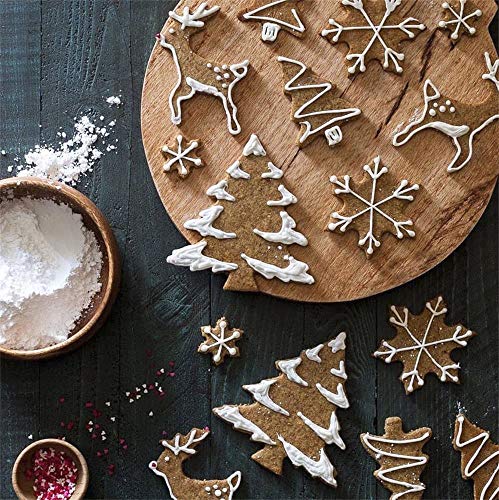 Olywee - Juego de cortadores de galletas (8 piezas, forma de pan de jengibre, muñeco de nieve, árbol de Navidad, cara de Papá Noel, reno, manoplas y bastón de caramelo, acero inoxidable
