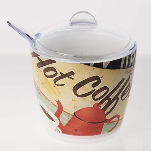 Omada Design Azucarero o azucarero, 25 cl, en plástico irrompible y lavable en lavavajillas industriales, utilizado en bares y restaurantes, con decoración INDELEBLE, línea Plexart