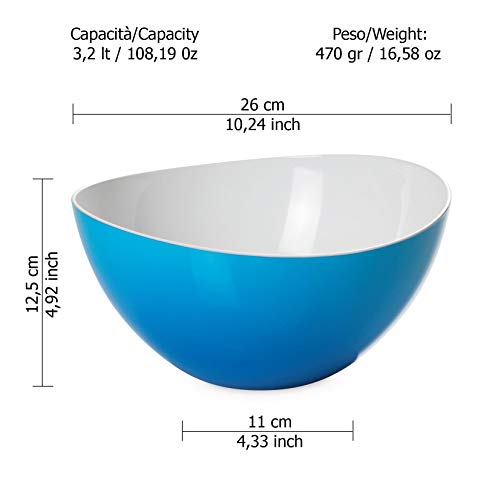 Omada Design Ensaladera/tazón en plástico irrompible de dos tonos, Made In Italy, diámetro 26 cm, capacidad de 3.5 litros, apto para lavavajillas, Trendy Line