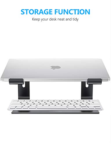 OMOTON Soporte Ordenador Portátil Mesa, Soporte Laptop de Aluminio para Macbook Pro/Air, DELL, HP, Lenovo y Otros Portátiles y Netbooks, Base de Portátil para Ordenador de 10-15,6 Pulgadas, Negro