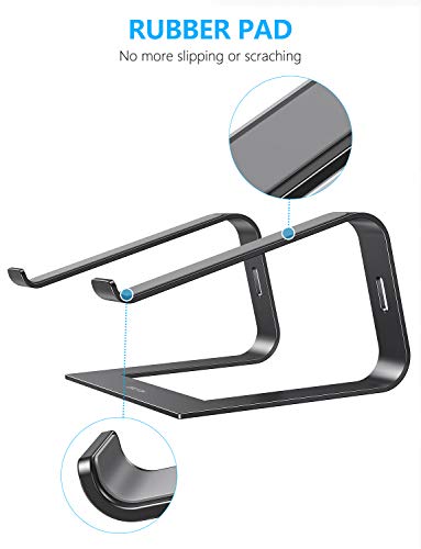OMOTON Soporte Ordenador Portátil Mesa, Soporte Laptop de Aluminio para Macbook Pro/Air, DELL, HP, Lenovo y Otros Portátiles y Netbooks, Base de Portátil para Ordenador de 10-15,6 Pulgadas, Negro
