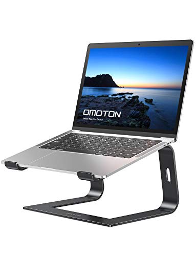 OMOTON Soporte Ordenador Portátil Mesa, Soporte Laptop de Aluminio para Macbook Pro/Air, DELL, HP, Lenovo y Otros Portátiles y Netbooks, Base de Portátil para Ordenador de 10-15,6 Pulgadas, Negro