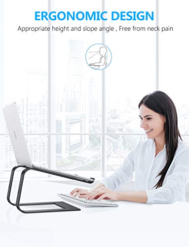 OMOTON Soporte Ordenador Portátil Mesa, Soporte Laptop de Aluminio para Macbook Pro/Air, DELL, HP, Lenovo y Otros Portátiles y Netbooks, Base de Portátil para Ordenador de 10-15,6 Pulgadas, Negro