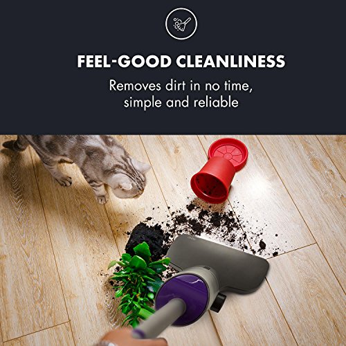 Oneconcept Primo - Aspirador a batería, Sin Cables, Portátil, Filtro Lavable, Diseño Elegante y Compacto, Interruptor único, Potencia: 120W, Autonomía hasta 25 Minutos, Antracita-Violeta