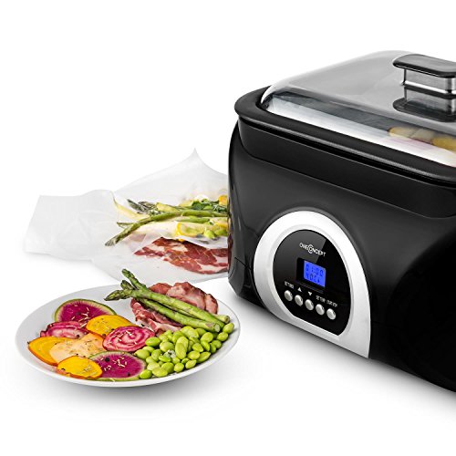 Oneconcept Sanssouci Olla Lenta de cocción al vacío (5 L, 300 W, cocción a Baja Temperatura Entre 40 y 99 °C, Recipiente Antiadherente de Aluminio, diseño Compacto) - Negro/Plata