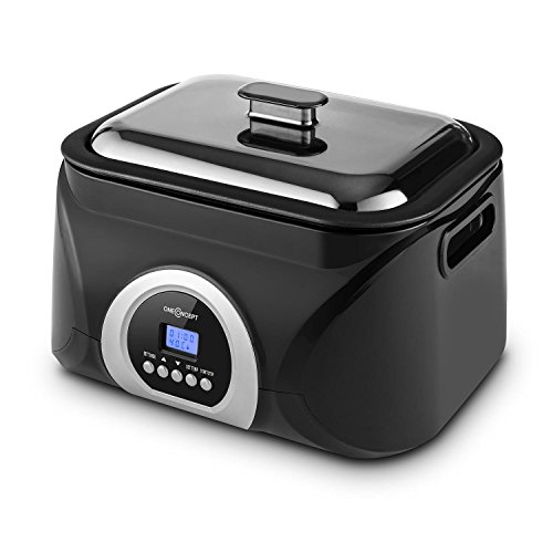Oneconcept Sanssouci Olla Lenta de cocción al vacío (5 L, 300 W, cocción a Baja Temperatura Entre 40 y 99 °C, Recipiente Antiadherente de Aluminio, diseño Compacto) - Negro/Plata