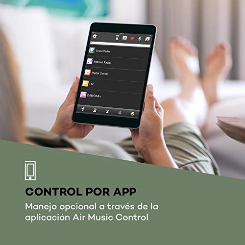 Oneconcept Streamo Equipo estéreo con Radio por Internet - Conexión de Radio por WiFi, Dab/Dab+ y FM , 2 Altavoces de 10 W , Bluetooth , Lector de CD , Conexión: USB, AUX-IN, Negro
