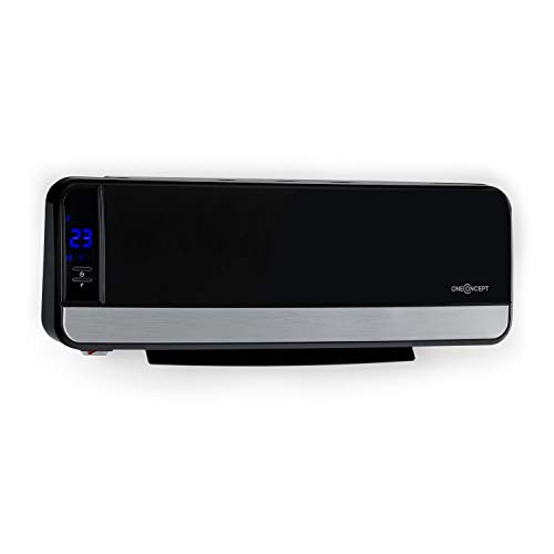Oneconcept Wallkyrie, Elemento Calefactor con 2 etapas: 1000/ 2000W, Temperatura 10-49°C, termostato, protección contra sobrecalentamiento, Ranuras ventilación oscilantes automáticas, IPX2, Negro