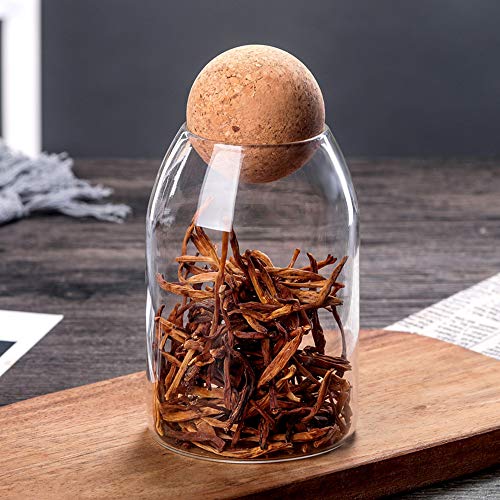 OnePine 800ml Tarros de Cristal, Tarros para Especias, Botes de Cristal con Tapa de Corcho para Conservar Té Café Azúcares Especias