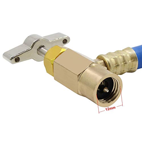 Onerbuy Adaptador refrigerante de Carga del Aire Acondicionado de la Manguera del Coche Auto Universal R134A con el indicador de presión