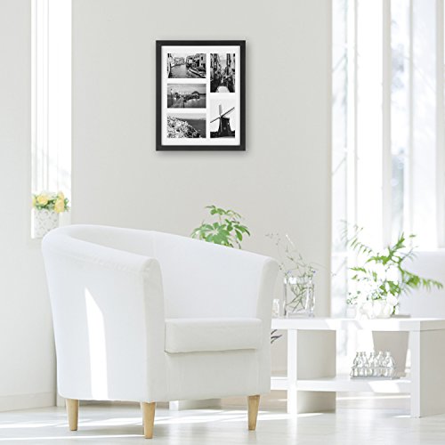 Onewall - Marco de Fotos de Cristal Templado para Fotos de 10 x 15 cm con 3 Aperturas, 1 Unidad, Negro, 11x14 Inch