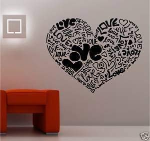 Online Design Gigante Corazón Amor Hecho de Amor Vinilo Decoración Pared Dormitorio - Azul