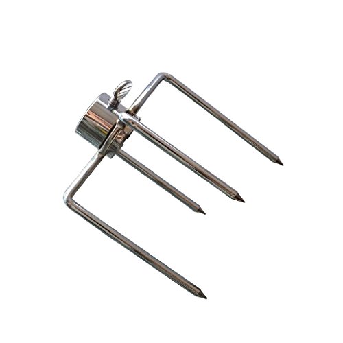 Onlyfire Tenedor Agujas de Carne para la barbacoa pincho con tornillo de bloqueo, para diámetro de brochetas para parrilla 1 - 13 mm, 2 unidades