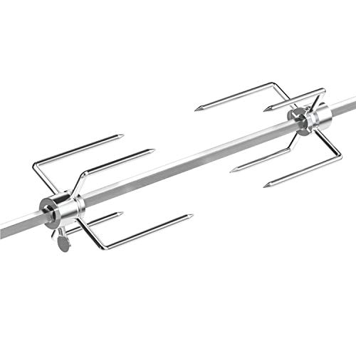 Onlyfire Universal Asador giratoria Juego para Parrilla de Gas, 90cm,8x8mm Cuadrado Asador, 2X Tenedor