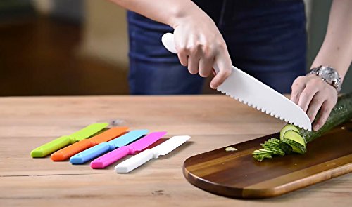 ONUPGO Set de cuchillos de cocina de plástico de 4 piezas - Cuchillo de cocina de chef/cuchillos de cocina para niños, cuchillo para niños para fruta, pan, pastel, cuchillo de lechuga