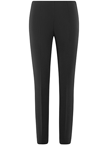 oodji Collection Mujer Pantalones Ajustados con Cremallera en el Lateral, Negro, ES 46 / XXL