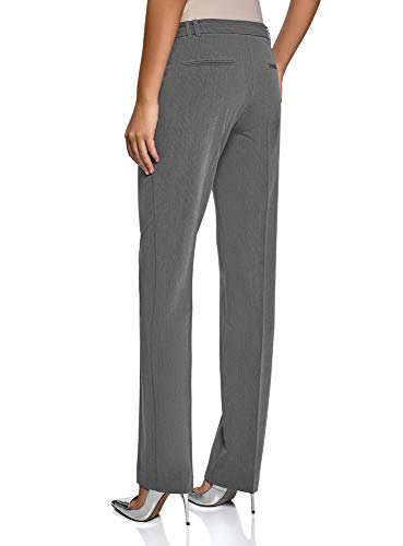oodji Collection Mujer Pantalones Clásicos con Pinzas, Gris, ES 44 / XL