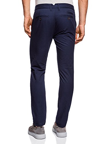 oodji Ultra Hombre Pantalones Chinos Básicos, Azul, 38