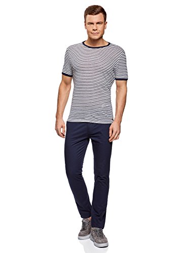 oodji Ultra Hombre Pantalones Chinos Básicos, Azul, 38