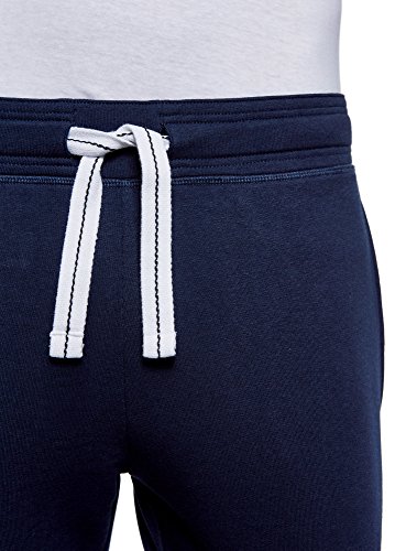 oodji Ultra Hombre Pantalones de Punto Básicos, Azul, S