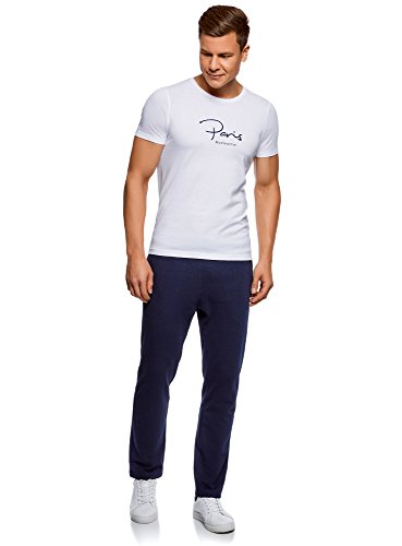 oodji Ultra Hombre Pantalones de Punto Básicos, Azul, S