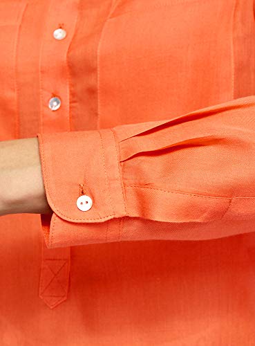 oodji Ultra Mujer Camisa Ancha de Algodón, Naranja, ES 42 / L