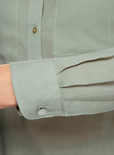 oodji Ultra Mujer Camisa Ancha de Algodón, Verde, ES 40 / M
