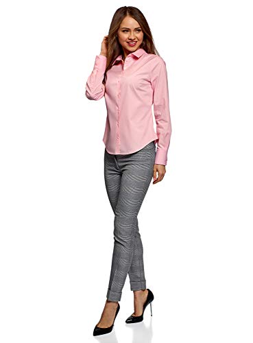 oodji Ultra Mujer Camisa Básica de Algodón, Rosa, ES 36 / XS