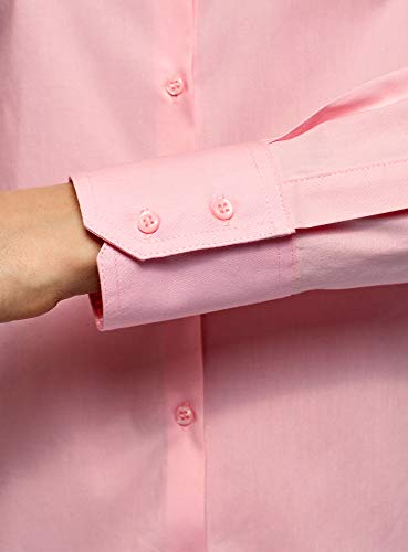oodji Ultra Mujer Camisa Básica de Algodón, Rosa, ES 36 / XS