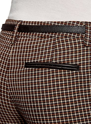 oodji Ultra Mujer Pantalones Básicos con Cinturón, Marrón, ES 38 / S