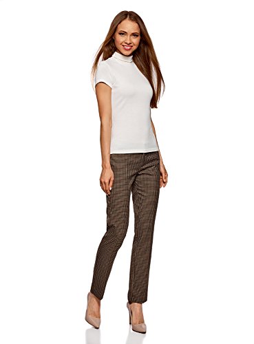 oodji Ultra Mujer Pantalones Básicos con Cinturón, Marrón, ES 38 / S