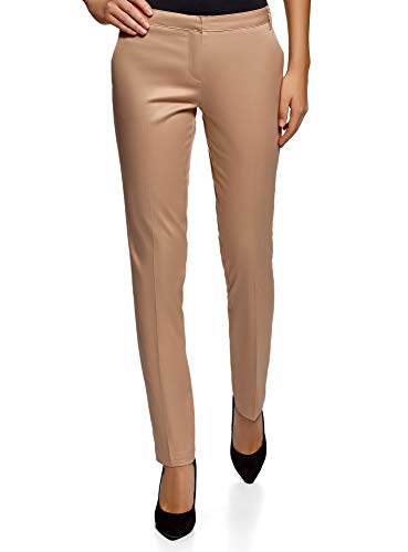 oodji Ultra Mujer Pantalones Básicos de Verano, Beige, ES 42 / L